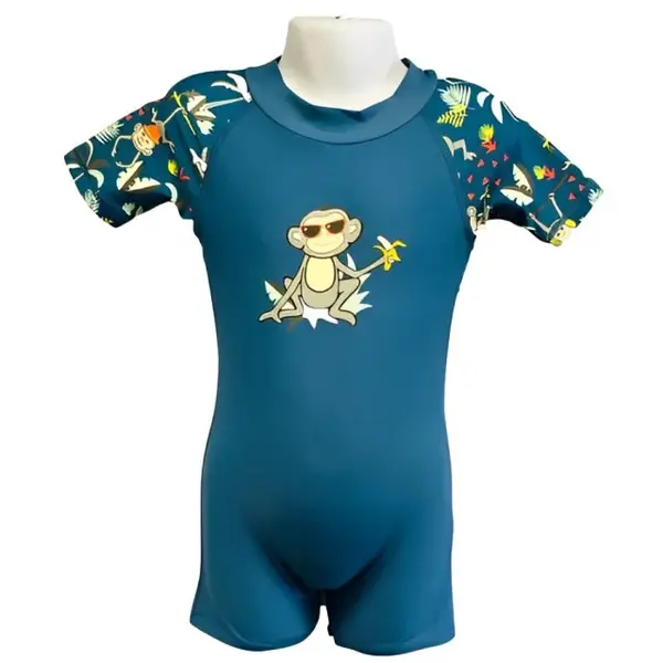 Costume de Baie Inot pentru bebelusi si copii, Protectie Soare UPF50+, Petrol Jungle, Diverse marimi