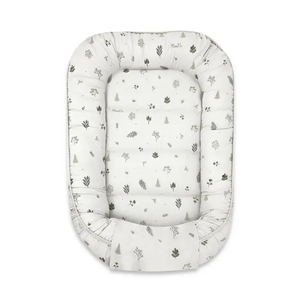 Cosulet bebelus, MimiNu, Pentru dormit, Baby Cocoon 75x55 cm, Husa 100% bumbac, Din bumbac certificat Oeko Tex Standard 100, Leaves