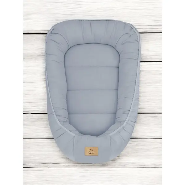 Cosulet pentru bebelusi Qmini Jeans Baby Nest 55x75 cm, husa din muselina dubla