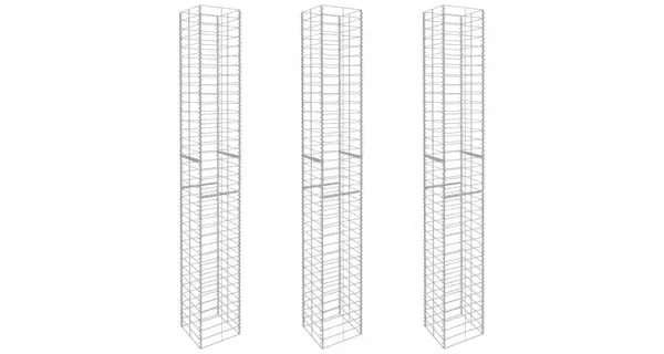 Cosuri gabion, 3 buc., 25 x 25 x 197 cm, otel galvanizat