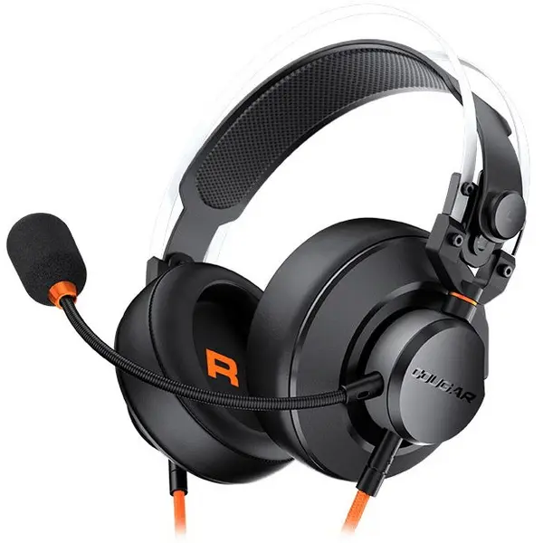 Cougar Casti gaming cu fir Cougar VM410 Tournament, drivere 53mm, noise cancelling, PC/Multimedia, Negru-Portocaliu