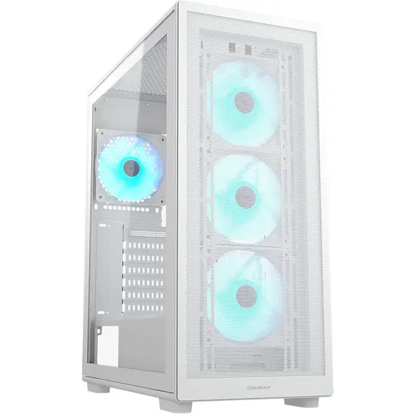 Cougar Cougar MX220 RGB ,Carcasă PC, Mid Tower, Panou frontal tip plasă, 4 ventilatoare ARGB de 120 mm, Panou stânga transparent,Alb