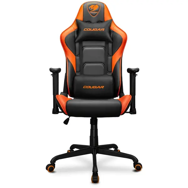 Cougar Scaun gaming Cougar Armor Elite, perna pentru cap si lombara, Portocaliu-Negru