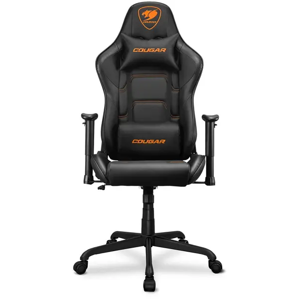 Cougar Scaun gaming Cougar Armor Elite, Perna pentru cap si lombara, 160º inclinare, Negru-Portocaliu
