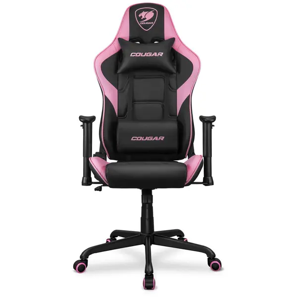 Cougar Scaun gaming Cougar Elite Eva, perna pentru cap si lombara, Negru-Roz