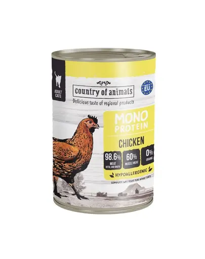 COUNTRY OF ANIMALS hrană umedă monoproteică cu pui pentru pisici 400 g
