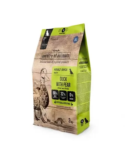 COUNTRY OF ANIMALS hrană uscată cu rață și pară pentru câini M 2 kg