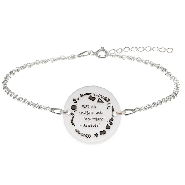 Courage - Bratara personalizata "90% din invatare este incurajare" din argint 925