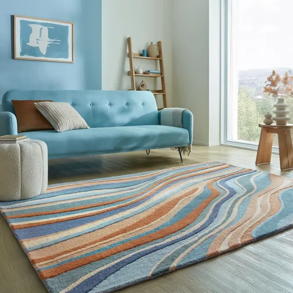Covor Abstract Flow Albastru 200x290 cm, Flair Rugs