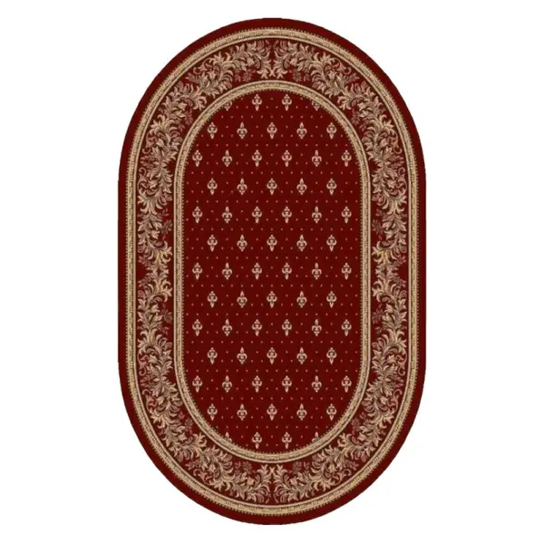 Covor Bisericesc Oval, 150 cm x 230 cm, Rosu, Model Lotos