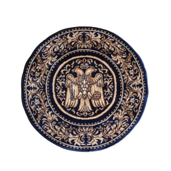 Covor Bisericesc Rotund, 100 cm x 100 cm, Albastru, Model Lotos