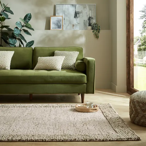 Covor Bobble Wool Border Verde 200X290 cm, Flair Rugs
