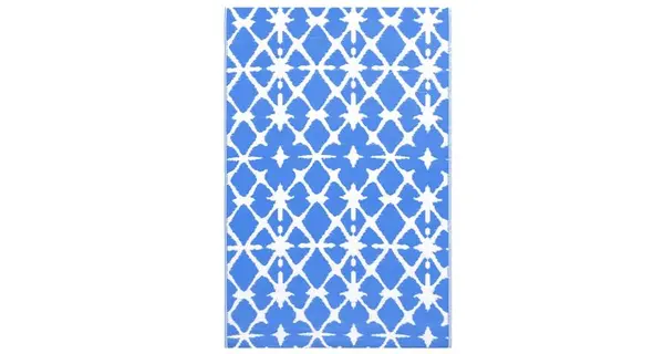 Covor de exterior, albastru/alb, 120x180 cm, pp