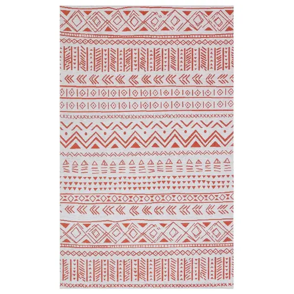 Covor de living / dormitor Maze Home Palma Lavabil, Gri - Rosu (diverse dimensiuni), 80x150 cm