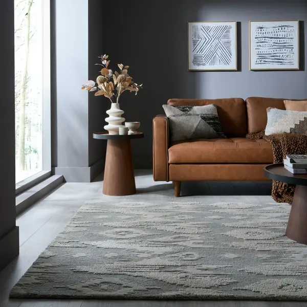 Covor Dion Ikat Wool Albastru 200x290 cm, Flair Rugs