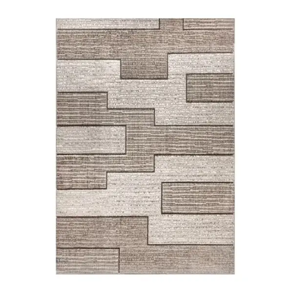 Covor Dreptunghiular, 60 cm x 130 cm, Crem / Maro, Model Fashion