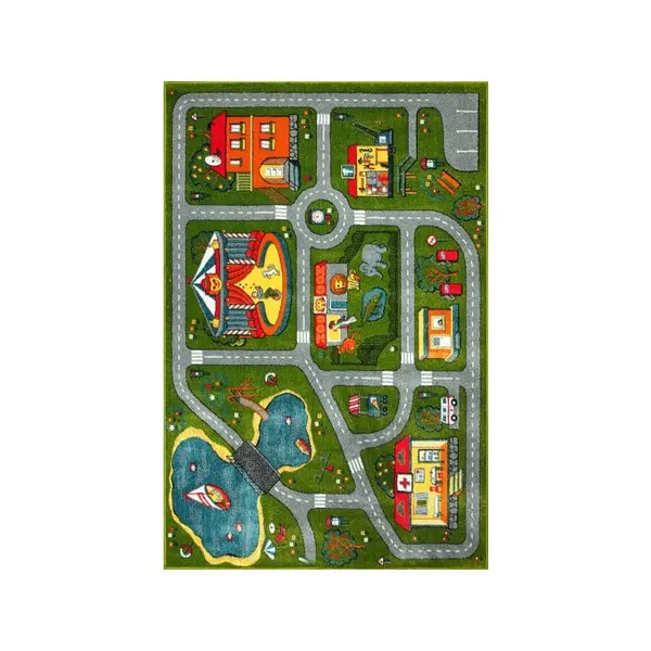 Covor Dreptunghiular pentru Copii, 200 x 300 cm, Verde, Kolibri Model Drumulete 11061