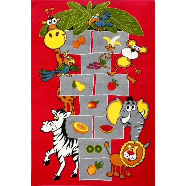 Covor Dreptunghiular pentru Copii, 80 x 150 cm, Rosu, Kolibri Model Sotron 11120/120