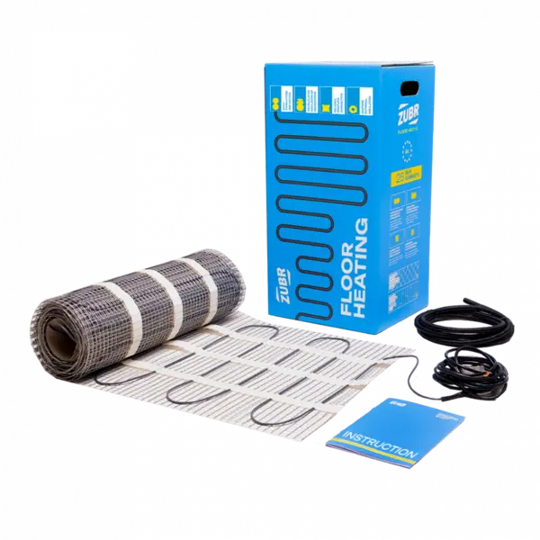 Covor electric pentru încălzire în pardoseală ZUBR DC Mat 160W 4 m² - montaj sub gresie/adeziv, cablu bifilar, POLONIA