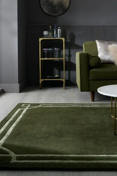 Covor Gatsby Wool Verde masliniu 120x170 cm, Flair Rugs
