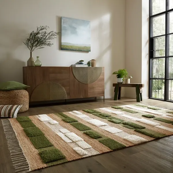 Covor Medina Blocks Verde 160x230 cm, Flair Rugs