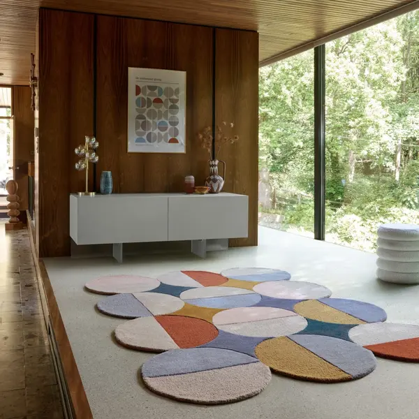 Covor Mia Ellipse Albastru, Caramiziu 120x170 cm, Flair Rugs