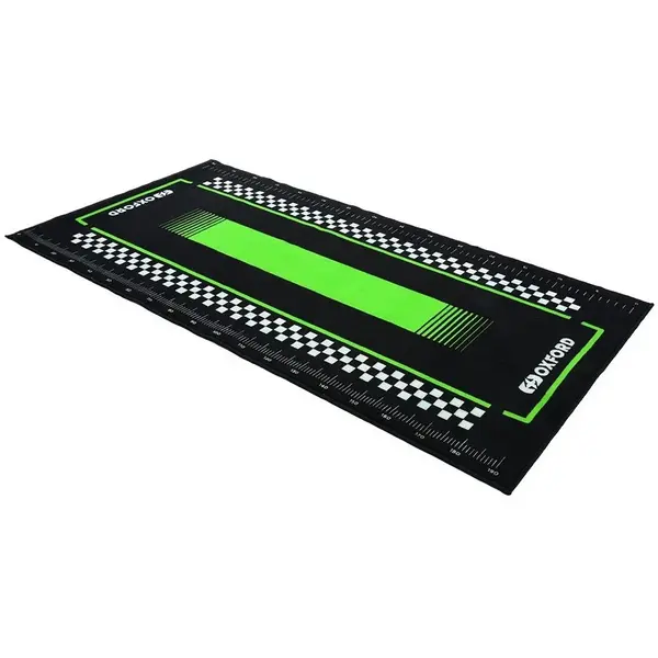 Covor Moto Oxford Workshop Mat Pitlane Green L 200 x 100cm Negru Verde OX913