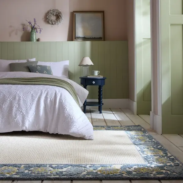 Covor Myla Floral Frame Albastru 200x290 cm, Flair Rugs