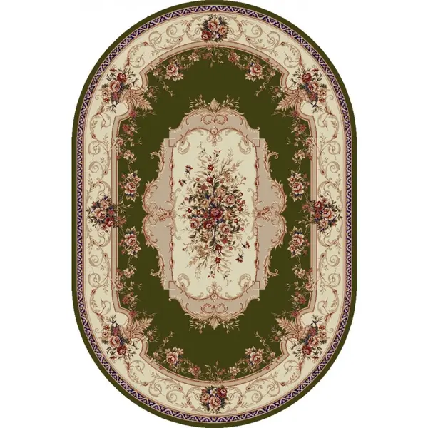 Covor Oval, 100 x 200 cm, Verde, Lotos 507