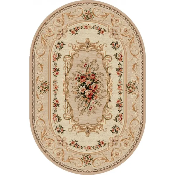 Covor Oval, 60 x 110 cm, Bej, Model Clasic Lotos 535