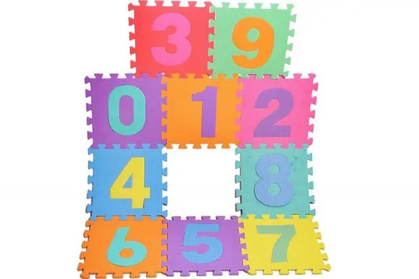 Covor puzzle din spuma 10 piese Cifre 29x29 cm