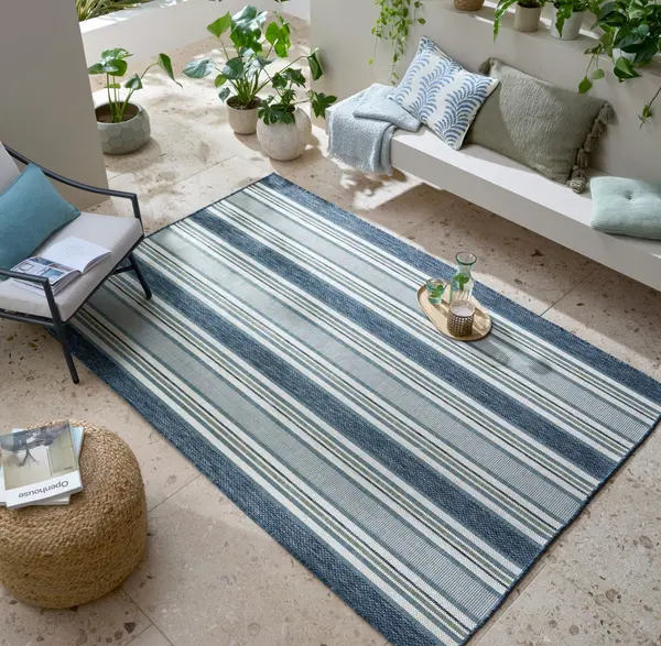 Covor Roma Stripe Outdoor Albastru 120x170 cm, Flair Rugs