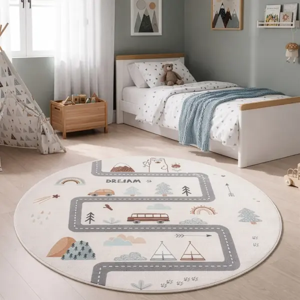 Covor rotund Coco V4 Crem 160x160 cm