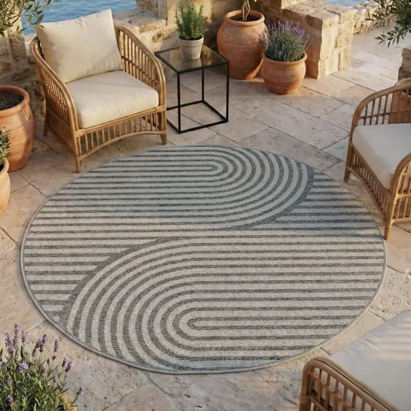 Covor rotund Desert Boho V1 Gri 200x200 cm