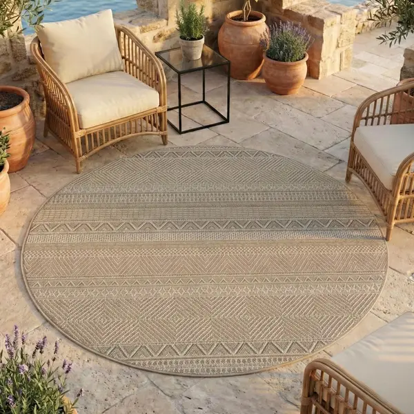 Covor rotund Desert etno V3 Bej 160x160 cm