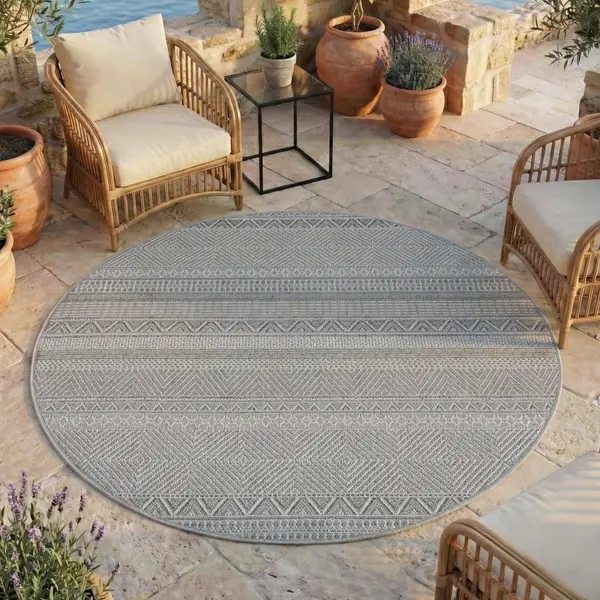 Covor rotund Desert etno V3 Gri 120x120 cm