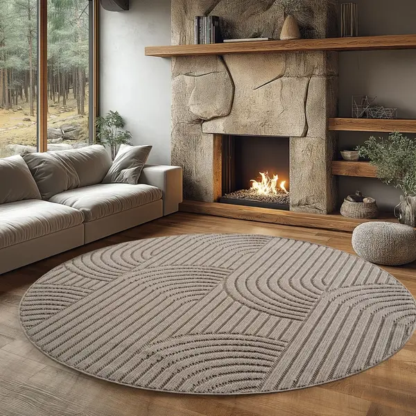Covor rotund Helix V2 Bej 160x160 cm