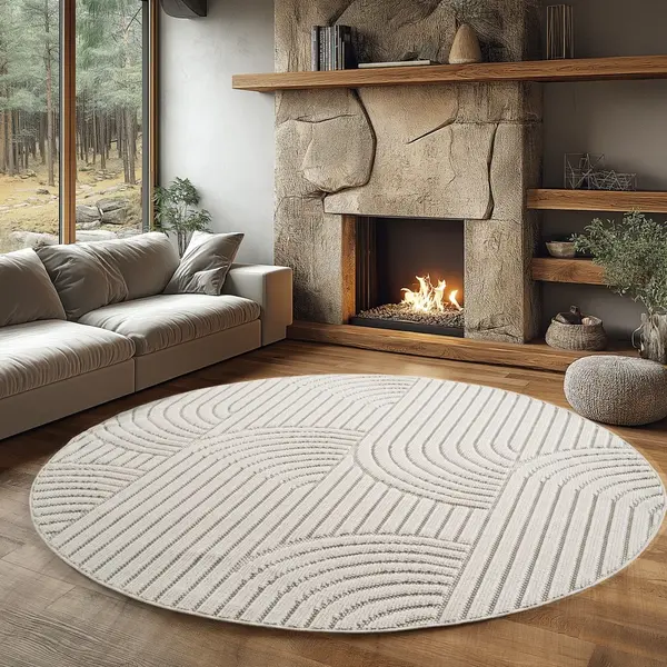 Covor rotund Helix V2 Crem 80x80 cm