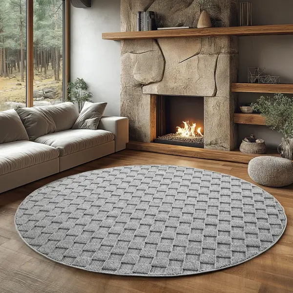 Covor rotund Helix V4 Argintiu 200x200 cm
