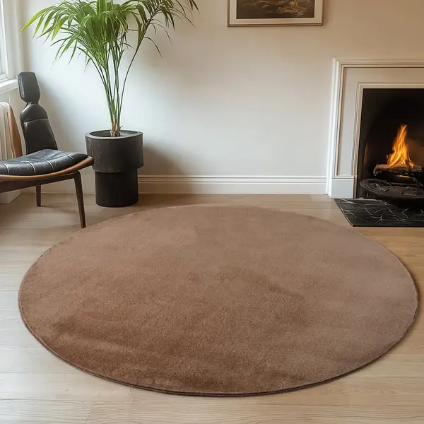 Covor rotund Joy Mocca 160x160 cm