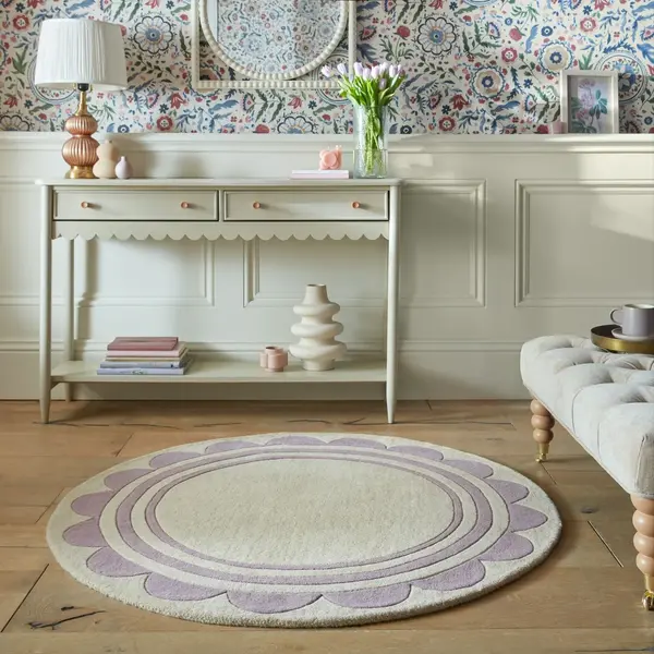 Covor rotund Lois Scallop Verde 120X120 cm, Flair Rugs