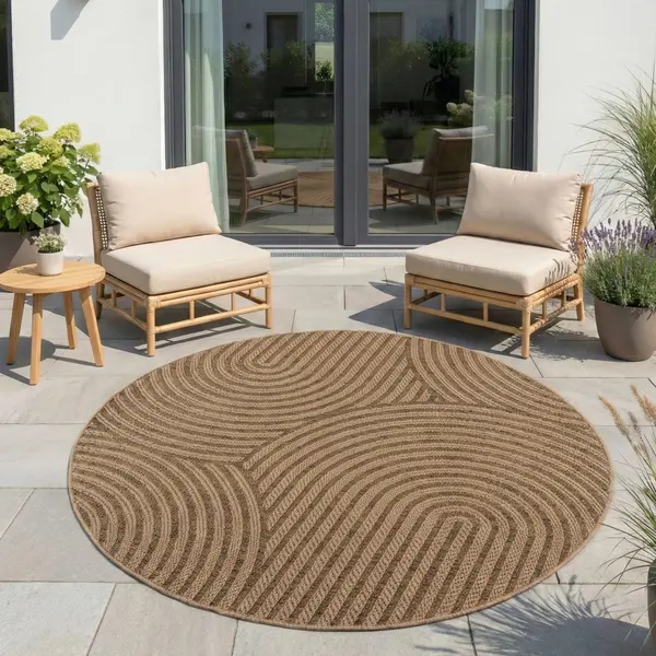 Covor rotund Timber V1 Bej 200x200 cm
