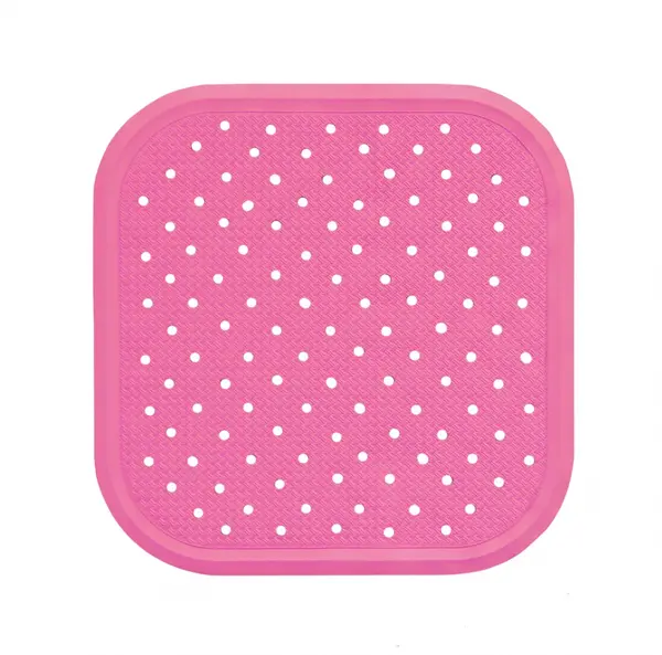 Covoras antiderapant din cauciuc natural pentru cada cu ventuze Roz, 56x56 cm, Sanger
