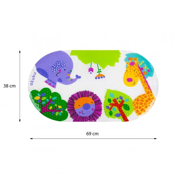 Covoras antiderapant pentru cadita Akuku Safari 69x39 cm,fixare cu ventuze,material PVC,fara BPA