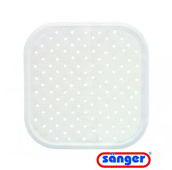 Covoras de dus din cauciuc natural antiderapant cu ventuze pentru fixare 56x56 cm alb