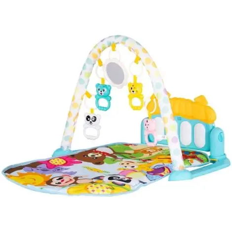 Covoras de joaca cu pian Chipolino Zoo Party blue