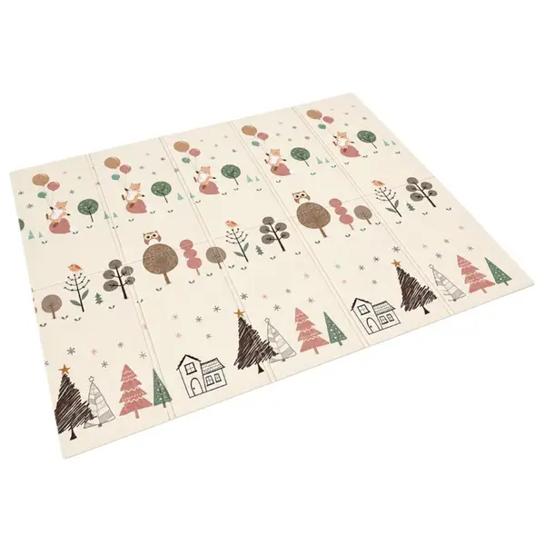 Covoras de joaca pliabil Bocioland Small Bear 200x150x1 cm cu doua fete,suprafata impermeabila antiderapanta din spuma XPE,husa depozitare cu maner