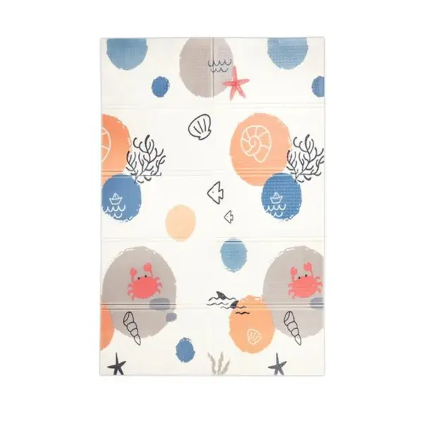 Covoras de joaca termic, Lorelli, din spuma XPE, design cu doua fete, pliabil, impermeabil, 120 x 180 cm, Ocean and Stars
