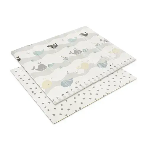 Covoras de joaca termic pentru copii Lorelli Waves & Stars, din spuma XPE, design cu doua fete, pliabil, 180 x 200 cm