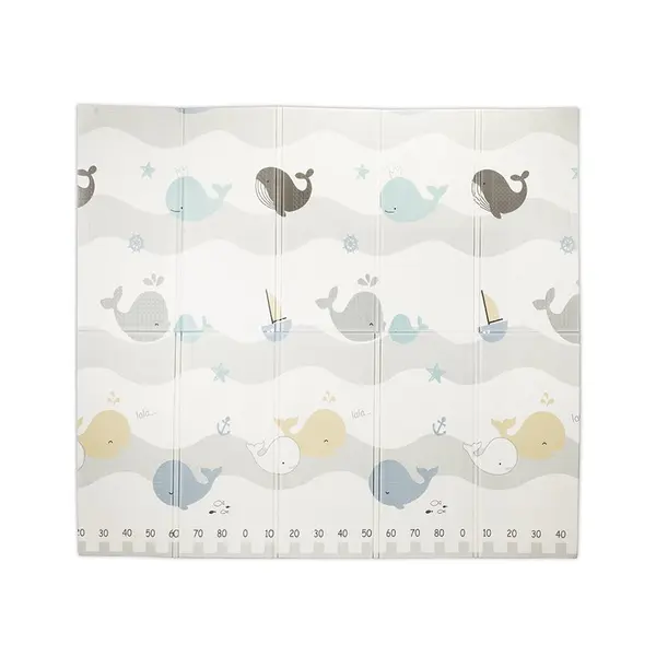 Covoras de joaca termic pentru copii Waves Stars din spuma XPE, design cu doua fete, pliabil, 180x200 cm